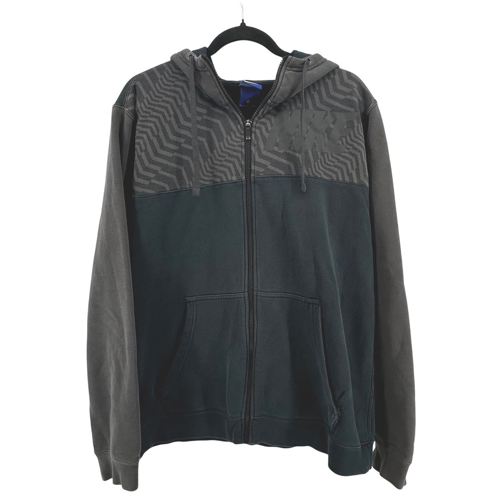Nike Mens Full Zip Hoodie Athleisure Sportswear Gray Black Size L Streetwear